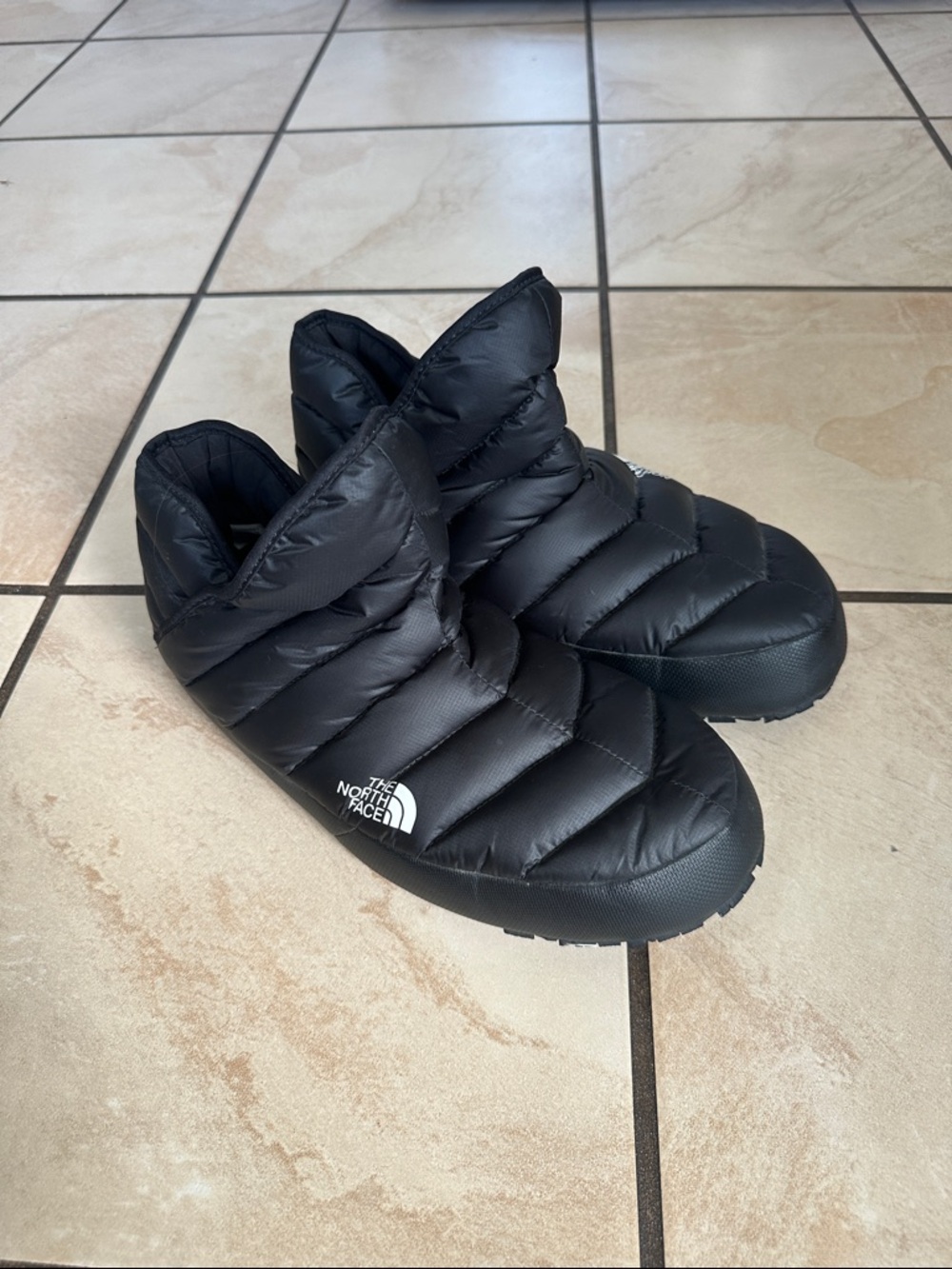The North Face Black Quilted Slip-On Puff Loafers